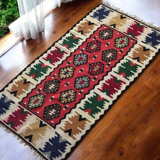 Black Vintage Artisan-Crafted Balkan Hercegovina Rug, 1960s For Sale - Image 8 of 9