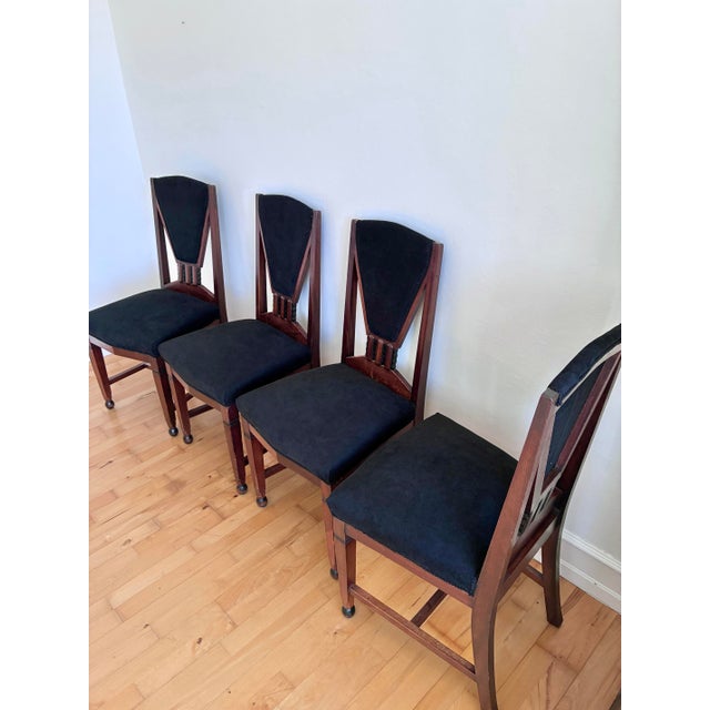 Set of 4 Dutch Art Deco Dining Chairs, Amsterdam School / Hague School Style, 1930s For Sale - Image 11 of 18