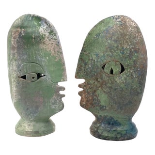 Loul Combres, Les Bisous, 1987, Terracotta, Set of 2 For Sale