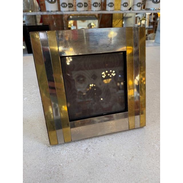 Metal Christofle Silver-Plated and Brass Picture Frame For Sale - Image 7 of 7