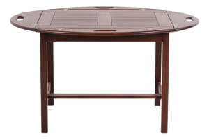 Butler Coffee Table in Polished Mahogany with Brass Fittings, 1940s