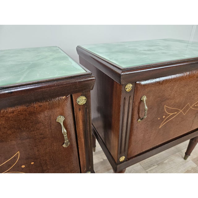 Vintage Oak Bedside Tables with Glass Tops, 1960, Set of 2 For Sale - Image 10 of 18