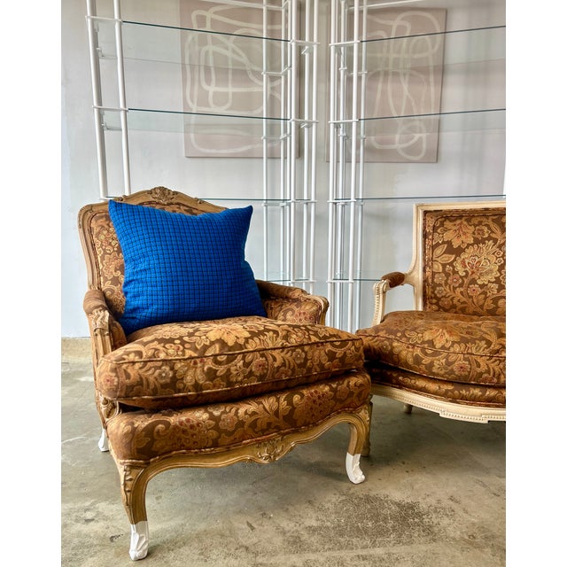 French Provincial Custom Dipped Vintage Louis XV-Style Bergère Chair | Avant-Garde Modernized Vintage Accent For Sale - Image 3 of 9