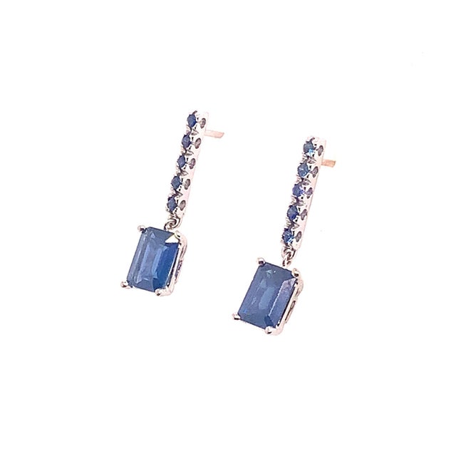 2010s Natural Sapphire Dangle Earrings 14k Gold 2.01 Tcw Certified For Sale - Image 5 of 12
