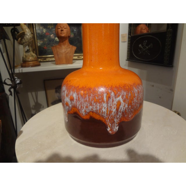 Mid-Century Modern West German Glazed Ceramic Vase by Jasba For Sale - Image 3 of 10
