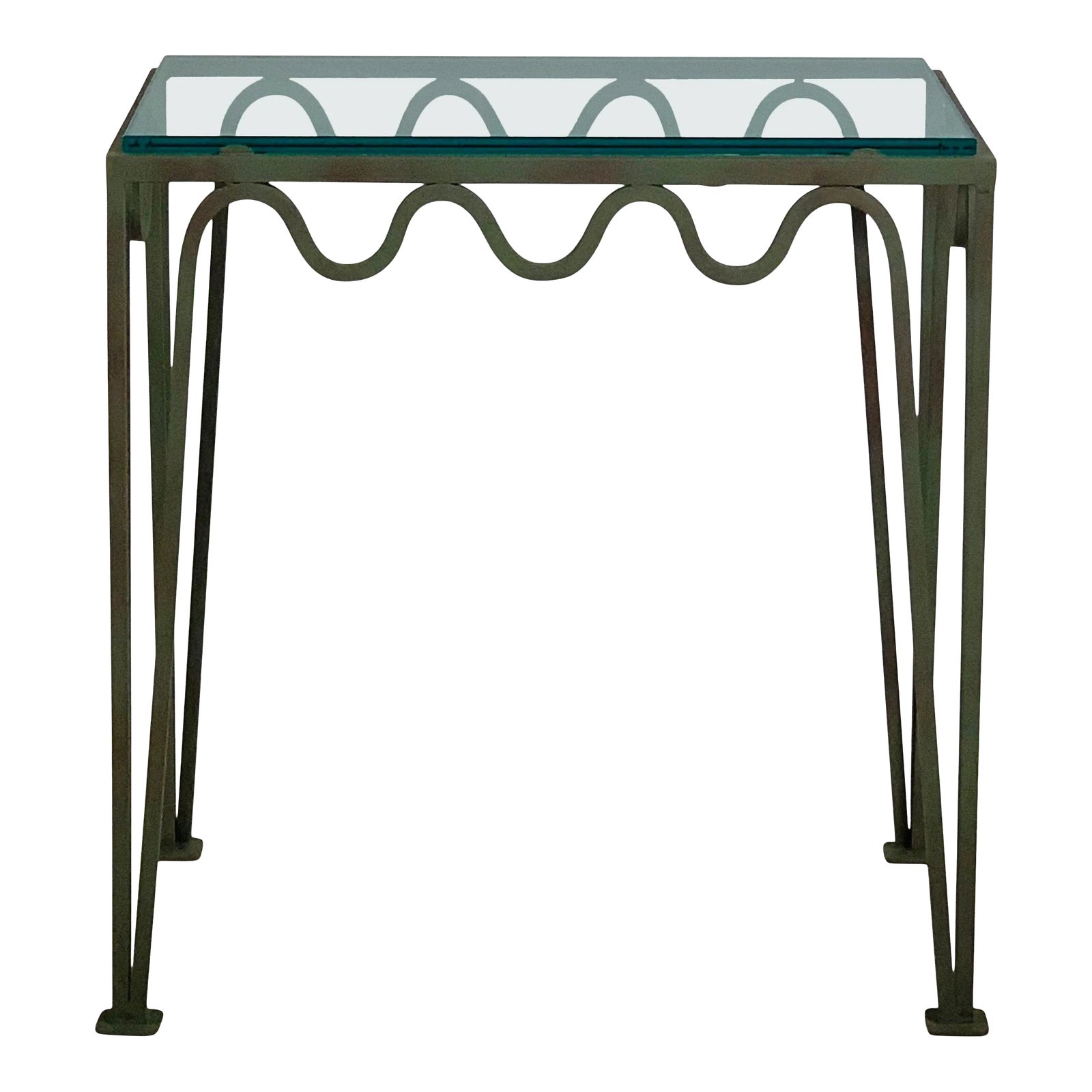 Méandre' Verdigris and Glass Nightstand by Design Frères Chairish