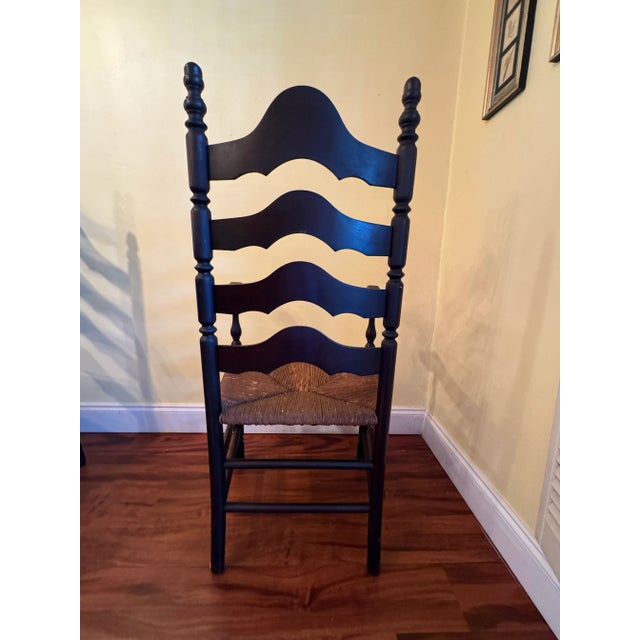 French Country Antique French Country Ladderback Chairs With Rush Seats, Pair, Late 19th Century For Sale - Image 3 of 11