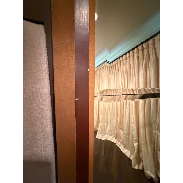 1990s 1990s Large Walnut With Gold Accent Beveled Glass Mirror For Sale - Image 5 of 7