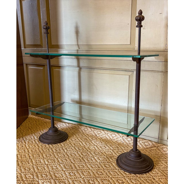1980s Cast Iron and Glass Freestanding Bistro Shelf For Sale In Saint Louis - Image 6 of 9