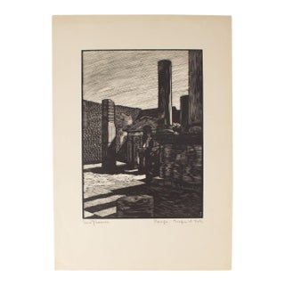 1930s “Pompeii - Temple of Isis” Woodcut Print by Nino Finamore For Sale