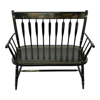 Late 20th Century Nichols & Stone Windsor Style Settee Bench For Sale