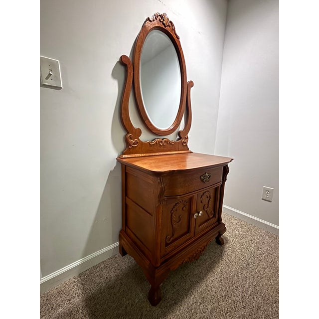 Washstand (391-518) 30x19, 28.5 Ht. 1 drawer, 2 doors Mirror (391-202) 28.5x39 1” bevel