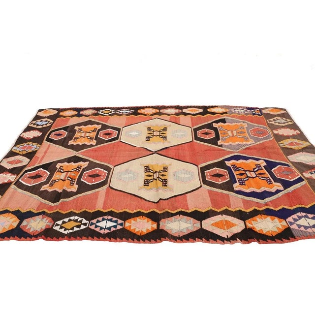 Mid 20th Century Vintage Turkish Kilim Rug For Sale - Image 4 of 7