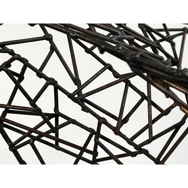 Metal Vintage Mid Century Modern Brutalist Iron Wire Abstract Sculpture For Sale - Image 7 of 9