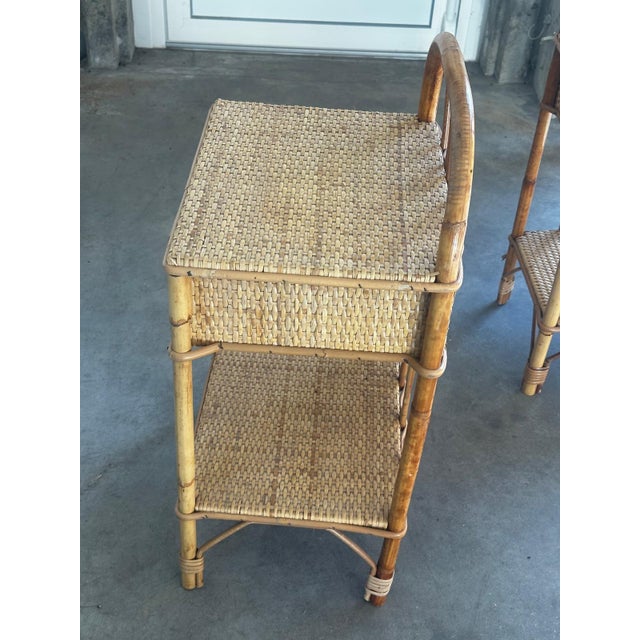 Vintage Bedside Tables in Rattan and Woven Wicker, Italy, 1970s, Set of 2 For Sale - Image 8 of 18