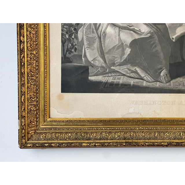 Wood Antique "Washington and His Family" Engraving in Period Gilt Frame, Published by Bradley & Co., Philadelphia, 1858 For Sale - Image 7 of 13