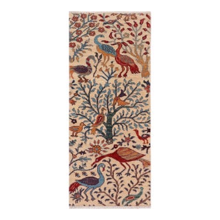 Beautiful Ziegler Beige/Blue Wool Runner Rug- 2'0'' X 4'11'' For Sale