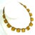 1920s Czech citrine art glass necklace. Flat lozenges of amber-hued citrine glass are bordered with tiny fluted silver-...