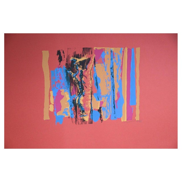 Nicola Simbari, Rounded Nude in Red, Screen Print, 1976 For Sale