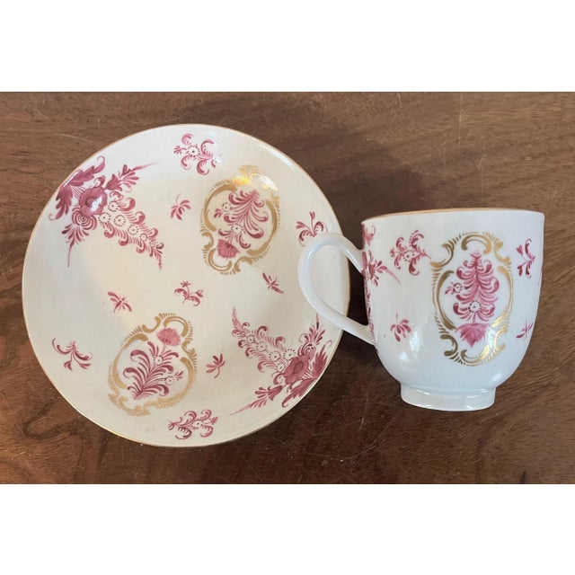 18th Century Antique 18th Century German Porcelain Puce Tea Cup & Saucer For Sale - Image 5 of 10