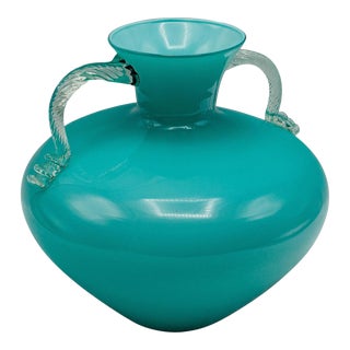 1960's Vintage Murano Twin Handled Vase For Sale