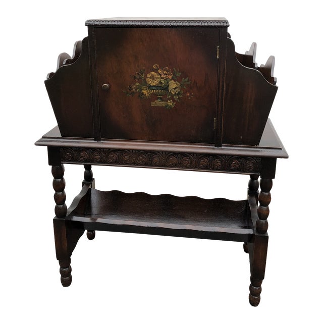 1930s Traditional Style Wood Smoking Humidor Stand Chairish