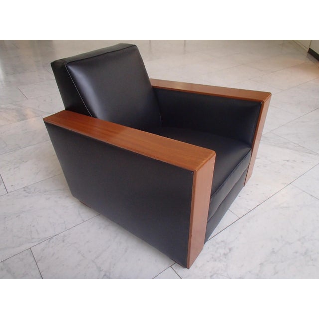 Art Deco Cubist Black Leather Lounge Chair, 1930s For Sale - Image 9 of 10