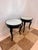 Pair of Vintage Black Lacquer Round Side Tables With Beveled Mirrored Tops, Ralph Lauren Mayfair Style For Sale - Image 10 of 12