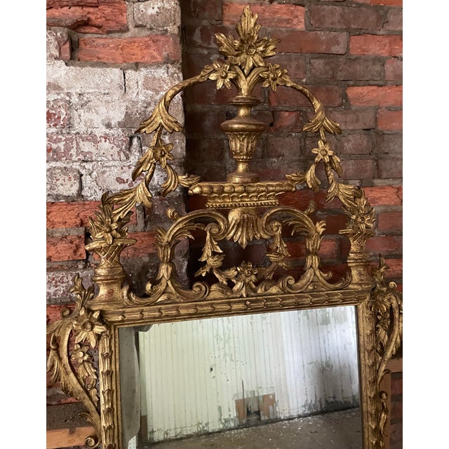 19th C Palatial Italian Gold Gilt Highly Carved Wood Ornate Mirror For Sale - Image 6 of 12
