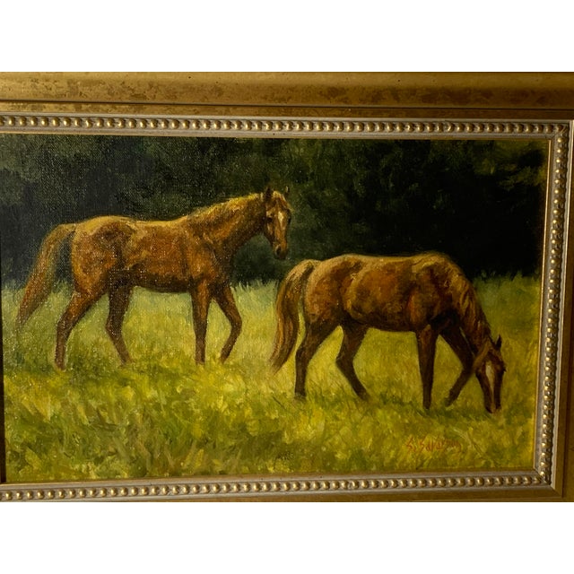 American Sandra Severson Oil Painting at Meadow's Edge 1987. Sandra Severson American, 20th Century Oil Painting on Canvas Panel Signed to Lower Right For Sale - Image 3 of 12