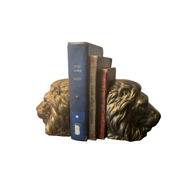 Mid-Century Modern Mid-20th Century Brass Lion Bookends For Sale - Image 3 of 8