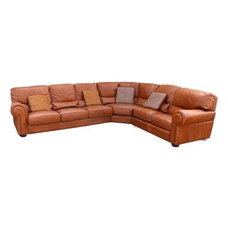 Vintage Gamma Arredamenti Italian Leather Sectional Sofa | Modular Corner Sofa | Cognac Tan Leather | Made in Italy For Sale