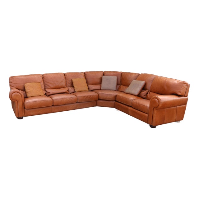 Vintage Gamma Arredamenti Italian Leather Sectional Sofa | Modular Corner Sofa | Cognac Tan Leather | Made in Italy For Sale