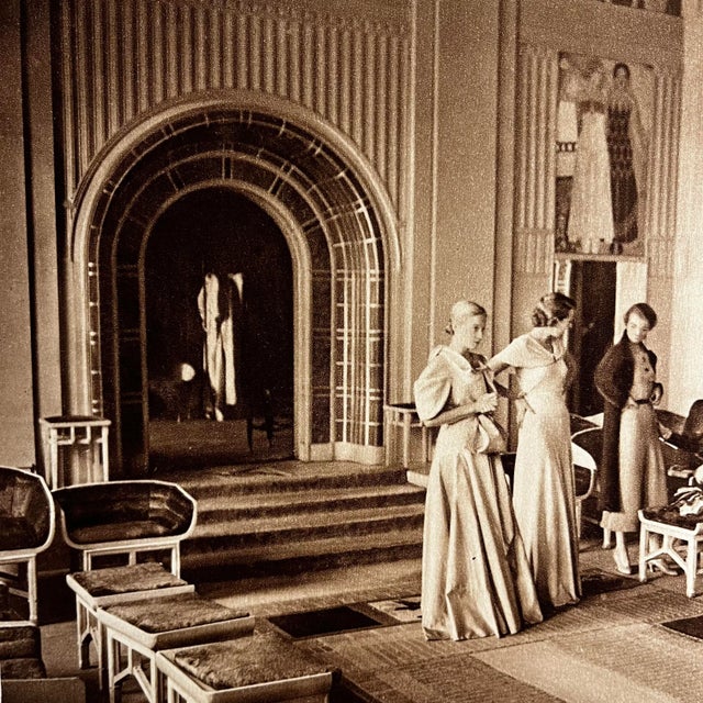 Fantastic antique photographic print, c. 1890s, from Paris, "Un Atelier de Haute Couture." Ready for matting and framing....