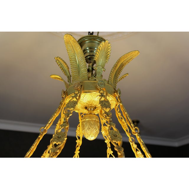 Large Empire Style Alabaster and Bronze 16-Light Chandelier, 1920s For Sale - Image 15 of 18