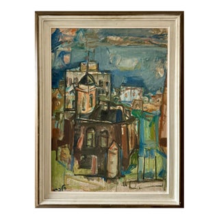 Elchanan Halpern, Large Abstract Israeli Tiberias Galilee Kinneret Oil Painting Elhanan Halpern For Sale