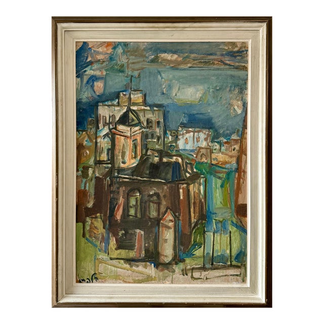 Elchanan Halpern, Large Abstract Israeli Tiberias Galilee Kinneret Oil Painting Elhanan Halpern For Sale