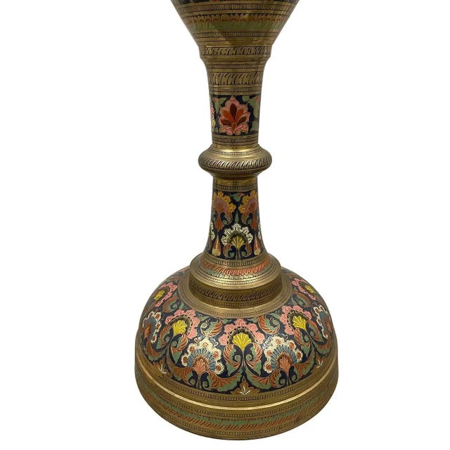 Early 20th Century Asian Bronze Polychrome Enameled Floor Vase For Sale - Image 4 of 13