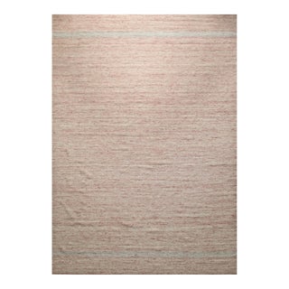 6x9 Rhea Selene Coral Solid Open Field Modern Flatweave Wool Carpet Rug For Sale