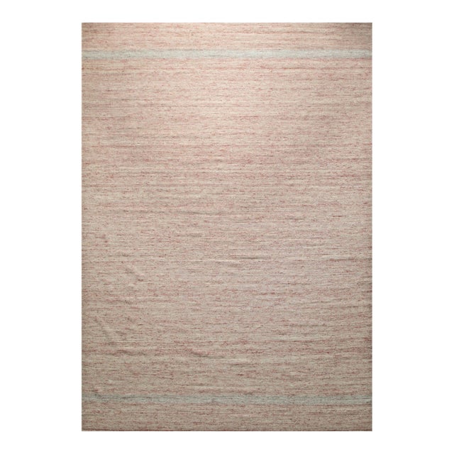 6x9 Rhea Selene Coral Solid Open Field Modern Flatweave Wool Carpet Rug For Sale