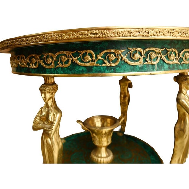 French Napoleon III Revival Centre Table in Malachite For Sale - Image 3 of 13