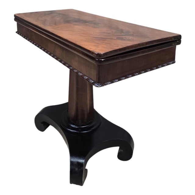 Antique American Empire Flame Mahogany Flip-Top Game Table For Sale