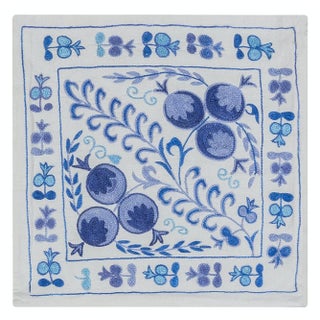 Suzani Textile Embroidered Silk Cushion Cover, Made in Uzbekistan. 17"x18" For Sale