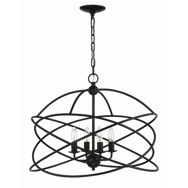 Swirling bands of iron in an oil-rubbed bronze finish surround the center of this four-light ceiling fixture. The Anson...