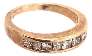 14 Karat Yellow Gold Band With Nine Diamonds Wedding Anniversary 1.00 TDW, Size 8
