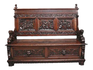 19th Century Oak Box Bench