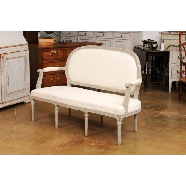 Neoclassical Swedish Neoclassical Period 1780s Painted Sofa with Carved Guilloche Frieze For Sale - Image 3 of 12