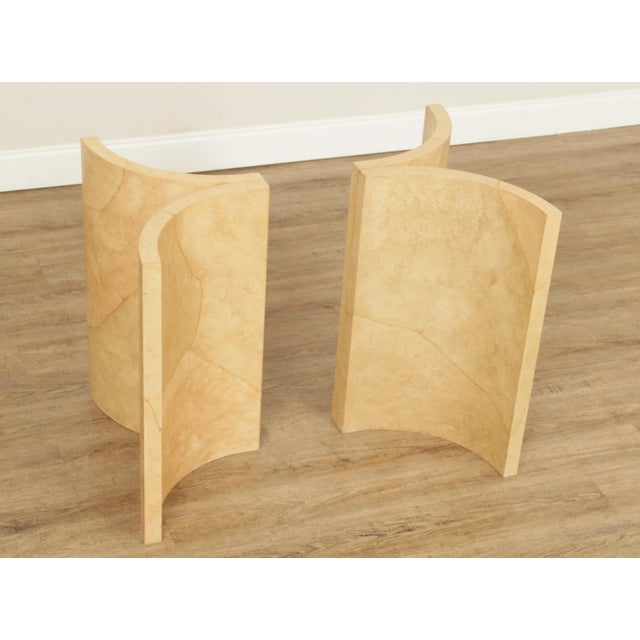 High Quality Vintage Pair of Modern V-winged Shaped Dining Table Bases with Distressed Stone Painted Finish