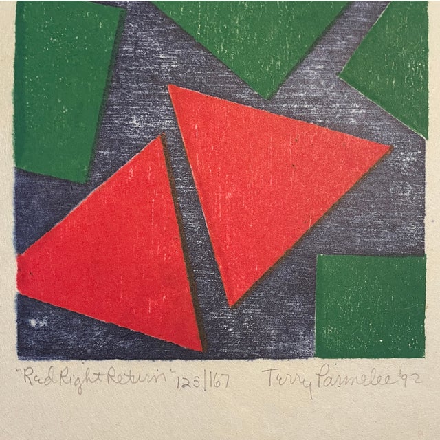 Terry Parmelee (born 1929) "Red Right Return" woodcut on thin paper, pencil signed, titled, dated 1992 and numbered 125 of...