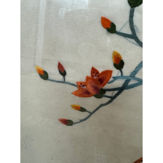 Chinese Vintage Chinese Embroidered Silk Tapestry, Framed For Sale - Image 3 of 12